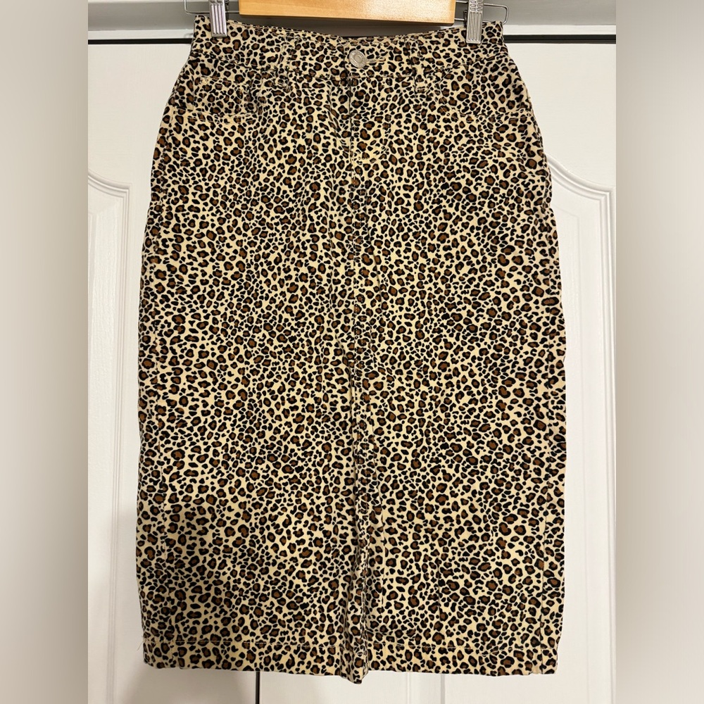 Leopard jean skirt